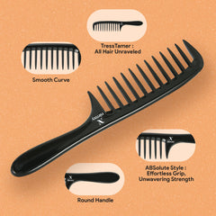 Nimxy Black Wide Tooth Comb for Curls 1 Pc - Curl Comb with Comfortable Handle for Detangling Medium to Long Wet and Wavy Hair - hairdressing & Styling Comb