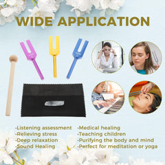 DRELD Angelic Tuning Forks Set - 4096 Hz, 4160 Hz, 4225 Hz Tuning Fork Ideal for Sound Healing, Meditation and Therapy, with Crystal, Silicone Hammer and Storage Bag