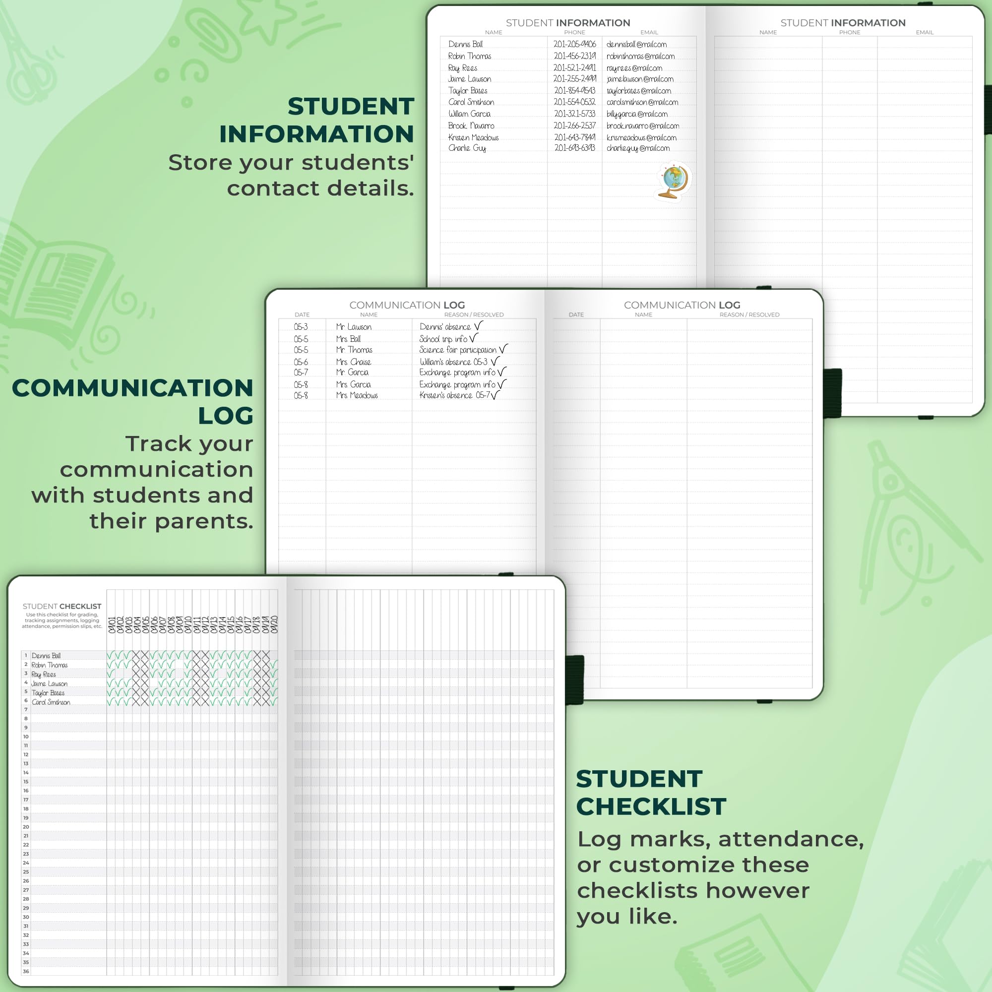 Clever Fox Teacher Planner – School Year Planner with Calendars & Lesson Plans – Teacher Plan Book for Classroom & Homeschool Organization - Undated, A5 Size, Hardcover (Dark Green)