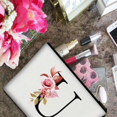 A-Z Personalized Makeup Bag,Birthday Gifts for Women Mom,Gifts for Best Friend,Bride Bridesmaid Cosmetic Bag(U)