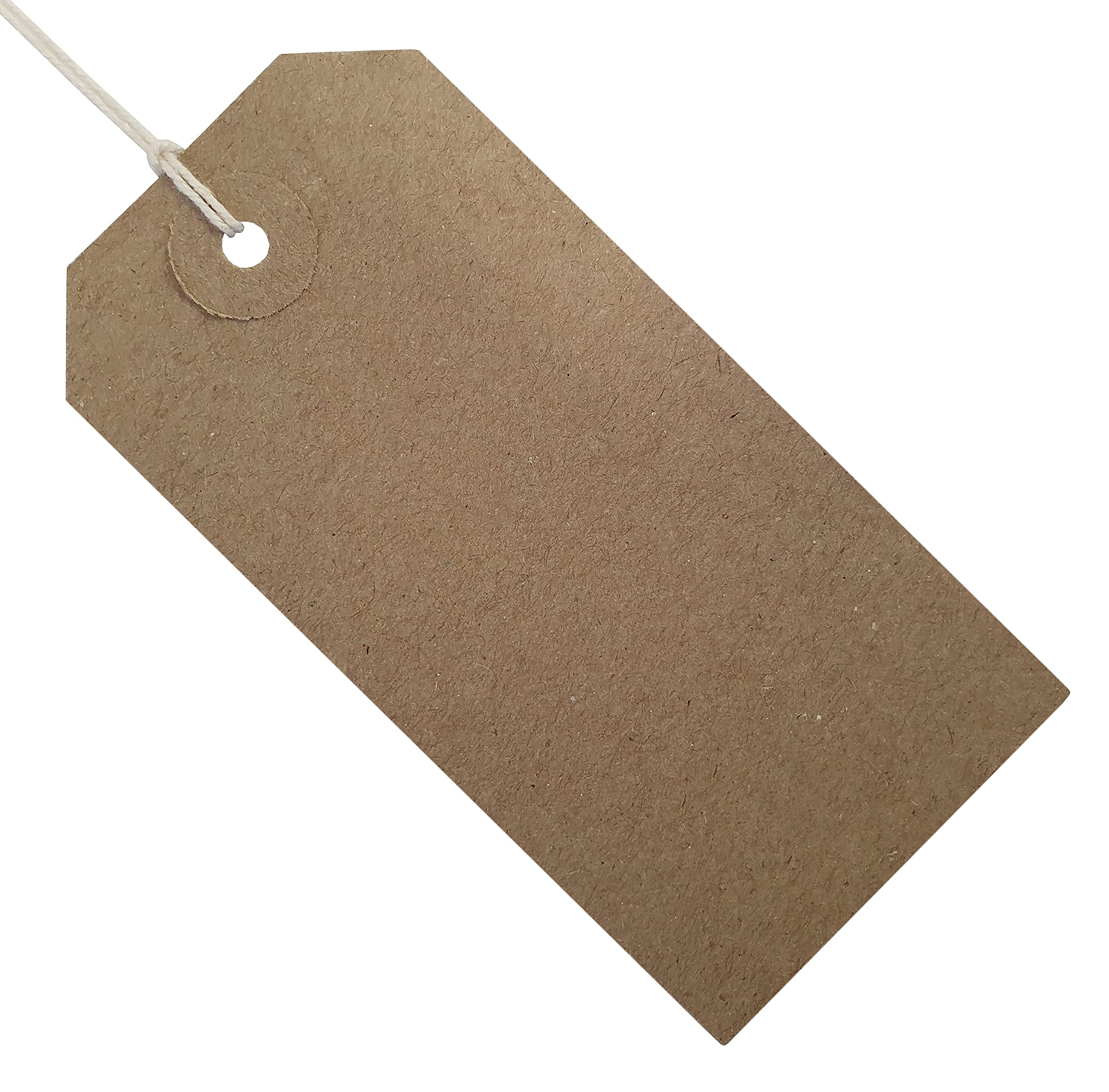 Swift Strung Tags Brown Reinforced Card Clothing Parcel Label String Hanging Gift Swing Tickets Kraft Hang Price Labelling 108mm x 54mm (Pack of 100)