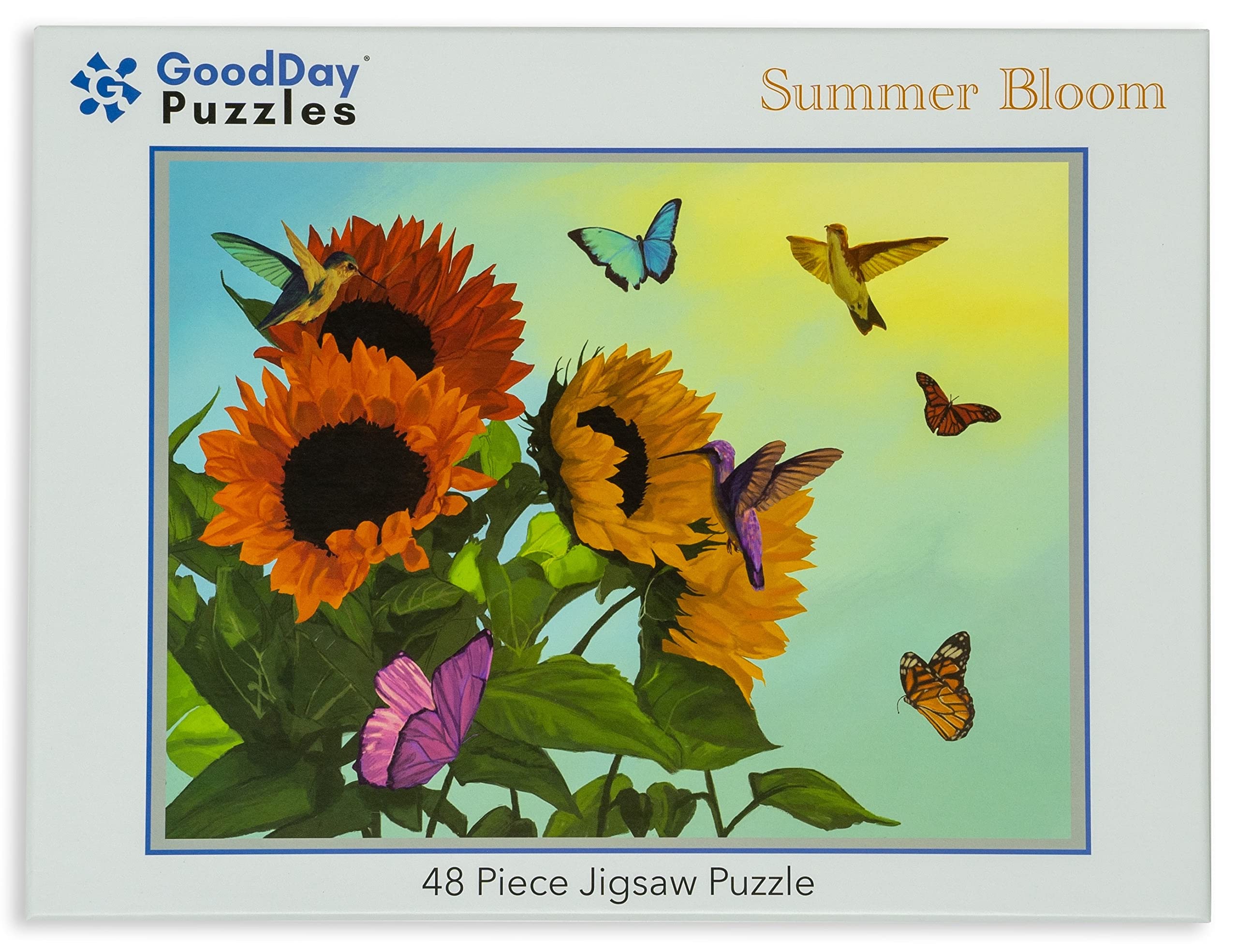 GoodDay Puzzles 48 Large Piece Jigsaw 'Summer Bloom'   Dementia/Alzheimer's Activities for Seniors   Easy Puzzle for Adults   Gifts for The Elderly