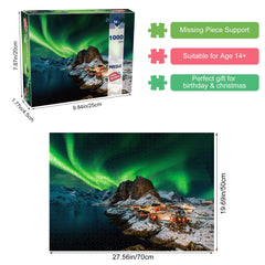 HUADADA Jigsaw puzzles for adults 1000 piece jigsaw puzzles for adults Challenging Game （Northern Lights in Norway）