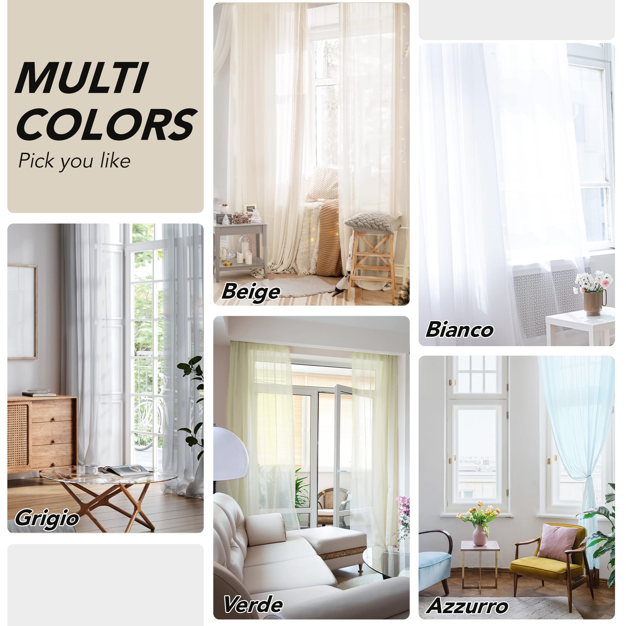 Deconovo Home Decorations Semi Transparent Curtain Voile Panels Back Eyelet Curtains Voile Sheer Curtains for Window 52 x 95 Inch White Two Panels