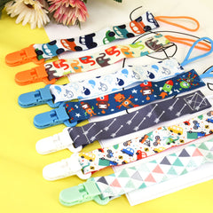 8 Pack Dummy Clip Boys, Pacifier Holders Leashes Set Soother Chains Holder Pacifier Clips Dummy Strap Pacifier Gag Strap Soother Clips for Baby Teething Toys Baby Shower Newborn Essentials