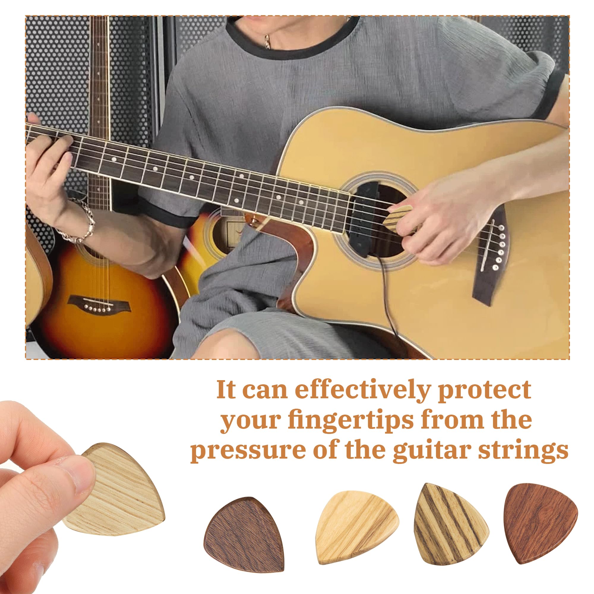 5 Pcs Wooden Set Of Picks Guitar Wooden Guitar Picks Flexible Guitar Pick Made Of Real Wood For Electric Acoustic And Bass Personalised Guitar Picks Bass Guitar Picks for Practice Ukulele Instrument