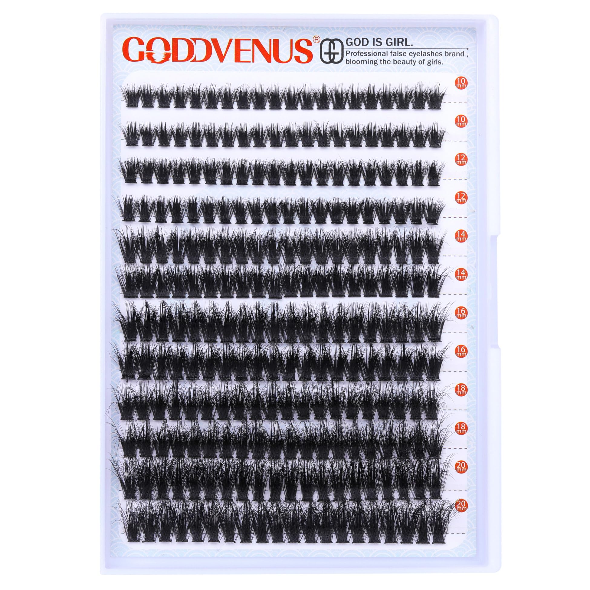 Goddvenus Individual Eyelashes Thick Cluster Lashes Wispy Lash Clusters 10-20mm Fluffy Eyelash Clusters Dramatic Lashes Individual Russian D Curl Eyelashes Extensions 240pcs