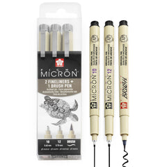 SAKURA Pigma Micron - Pigment Fineliner Pens - Black Ink - Wallet Sets (Mixed x 3, Black)