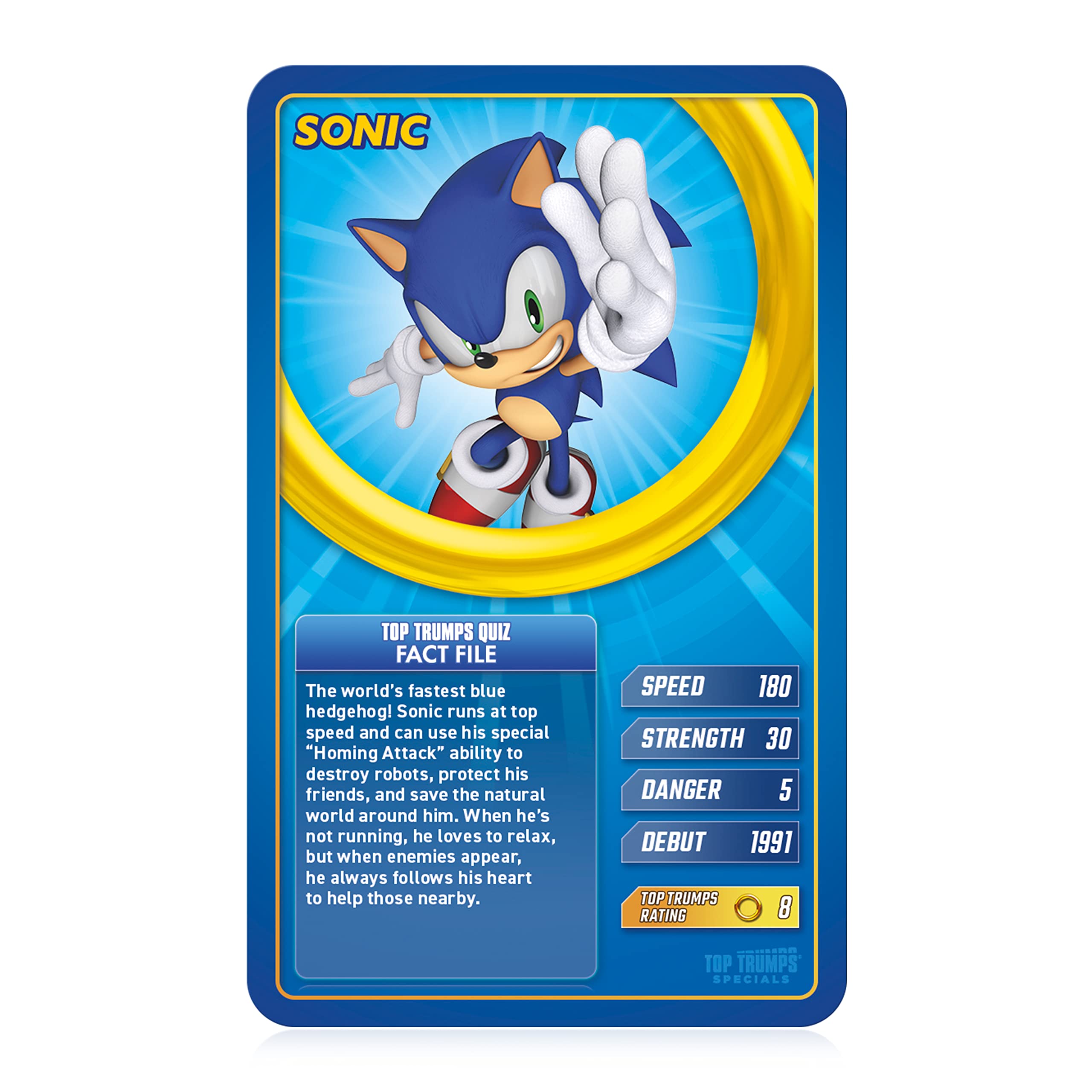 Top Trumps Sonic The Hedgehog Specials Card Game, play with Tail, Knuckles, Eggman, Chaos, Blaze and Chaos from the iconic Sega MegaDrive game, educational gift and toy for boys and girls aged 6 plus