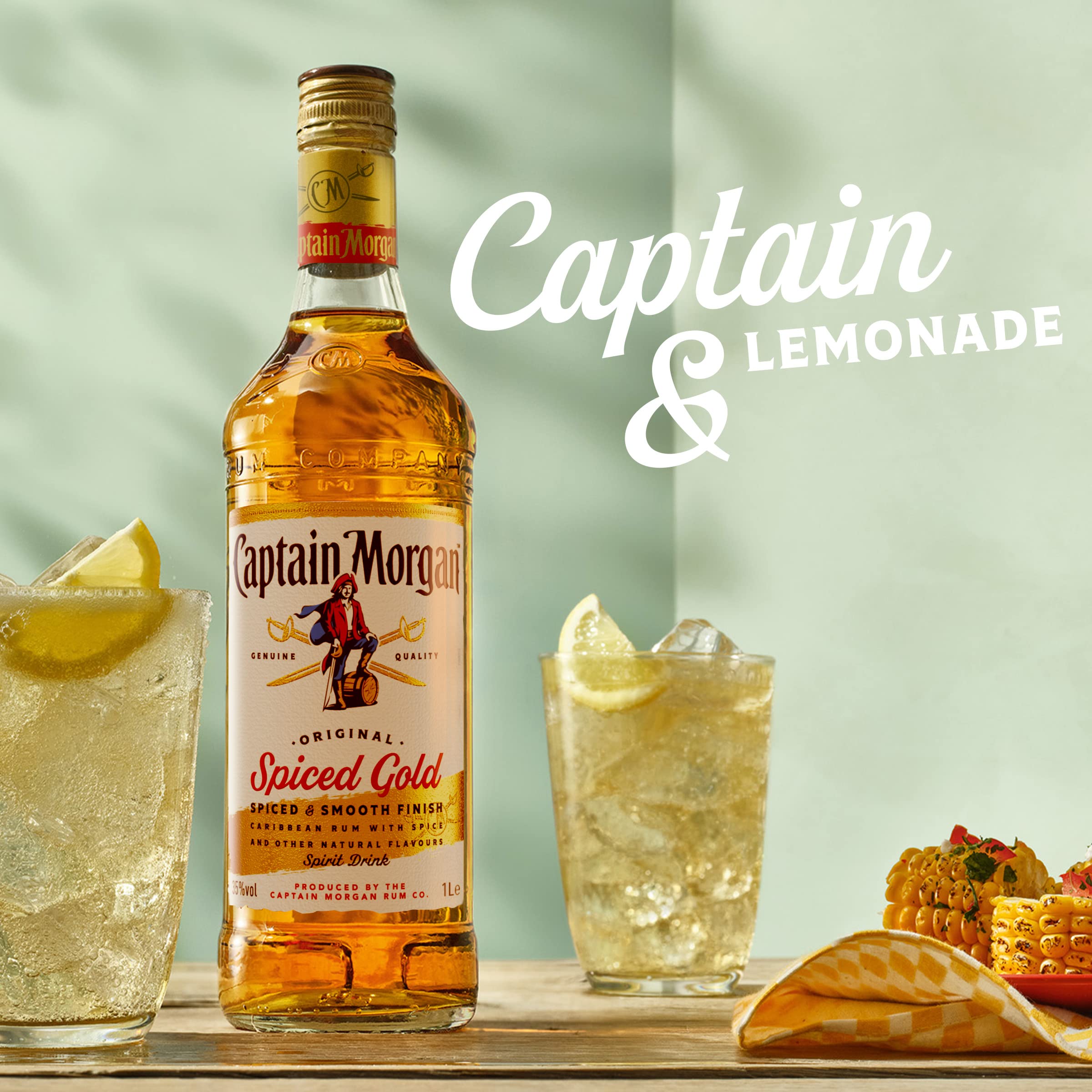 Captain Morgan Original Spiced Gold   35% vol   70cl   Caribbean Rum Based Spirit Drink with Spice   Vanilla Flavours & Brown Sugar   Recommended for Drinks or a Spiced Rum Cocktail