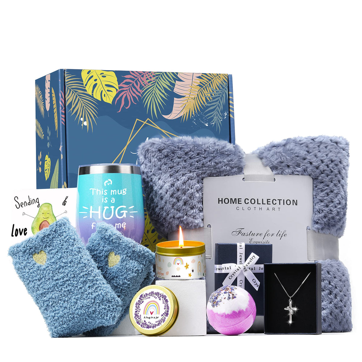 Care Package for Women, Get Well Soon Gifts for Women, Gift Basket for Women, Self Care Gifts Cheer Up Gifts for Women, Thinking of You Gifts for Women w/Tumbler Blanket