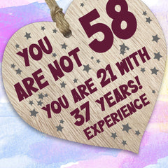 58th Birthday Gift For Women Men Wooden Heart Plaque, Light Wood Sign Keepsake, Happy Birthday Mum, Girlfriend, Dad, Husband, Wife, Boyfriend, Mum Gifts From Son, Nan, Grandad Birthday Present