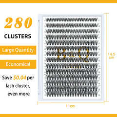 B&Q LASH Clusters Lash Individual Lashes 280 Clusters False Eyelash 20D 30D 40D Lash Clusters Extensions Individual Lashes Cluster DIY Eyelash Extensions at Home (40D-0.07D-16)