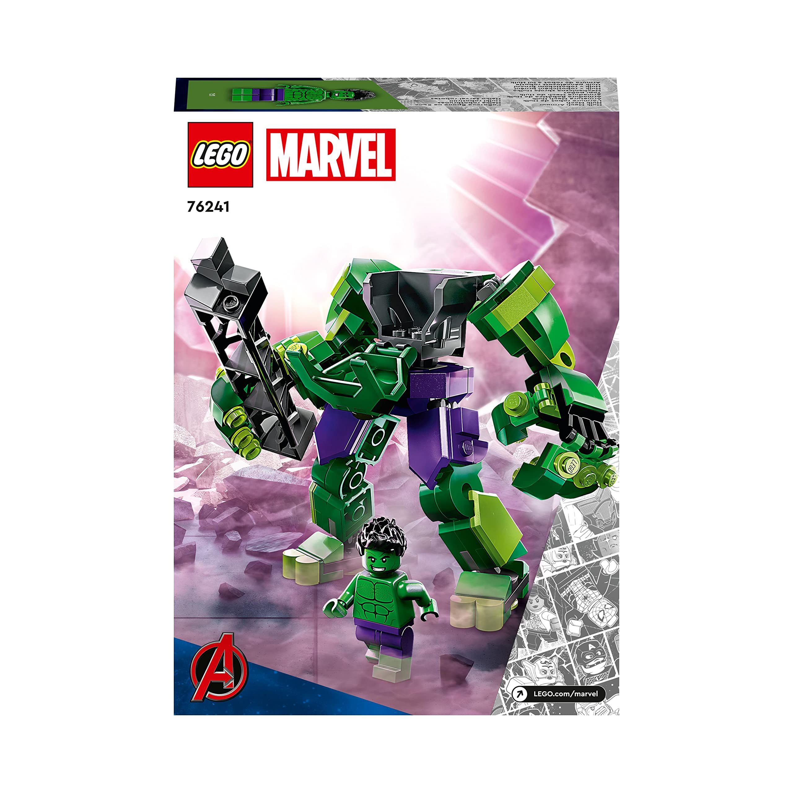 LEGO 76241 Marvel Hulk Mech Armour, Avengers Action Figure Set, Collectable Super Hero Buildable Toys for Boys and Girls Aged 6 Plus, Gift Idea