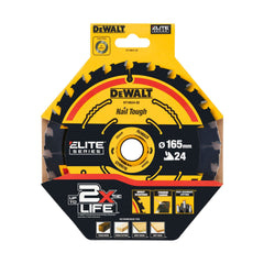 DEWALT DT10624-QZ Premium Circular Saw Blade ELITE SERIES - 165 mm x 20 mm 24T