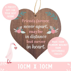 Manta Makes Friends Forever Never Apart Maybe In Distance But Never In Heart Wooden Hanging Heart Memorial Plaque Sign