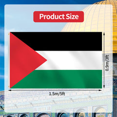 Palestine Flag 3x5 Outdoor - Black, White, Green and Red with Triangle Design Flags Hanging Country National Palestinian Flag with Brass Grommets for Independence Celebration Indoor Home Decorations