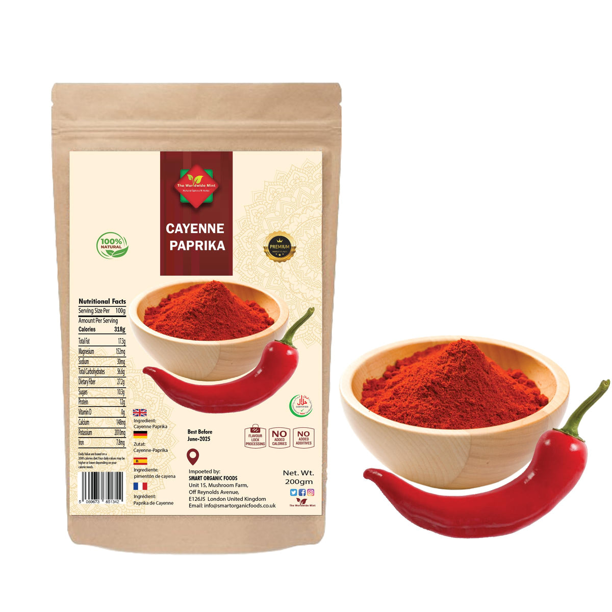 Cayenne Pepper (200g/7.05oz)   Powder Guinea Spice Bird Red  Hot Chilli Premium Quality 100% Natural No Additives Supplied in Zip Sealed Bag