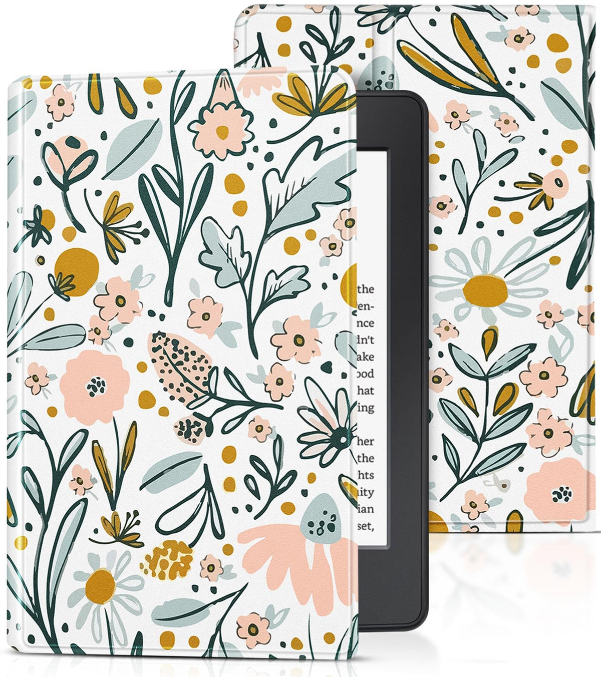 Pegmode for Kindle Paperwhite 11th Generation Case 6.8 Inch 2021 / Paperwhite Signature Edition Cute Women Girls Teens Unique Floral Flowers Folio Fabric Paper White Cover Auto Sleep/Wake E-Reader