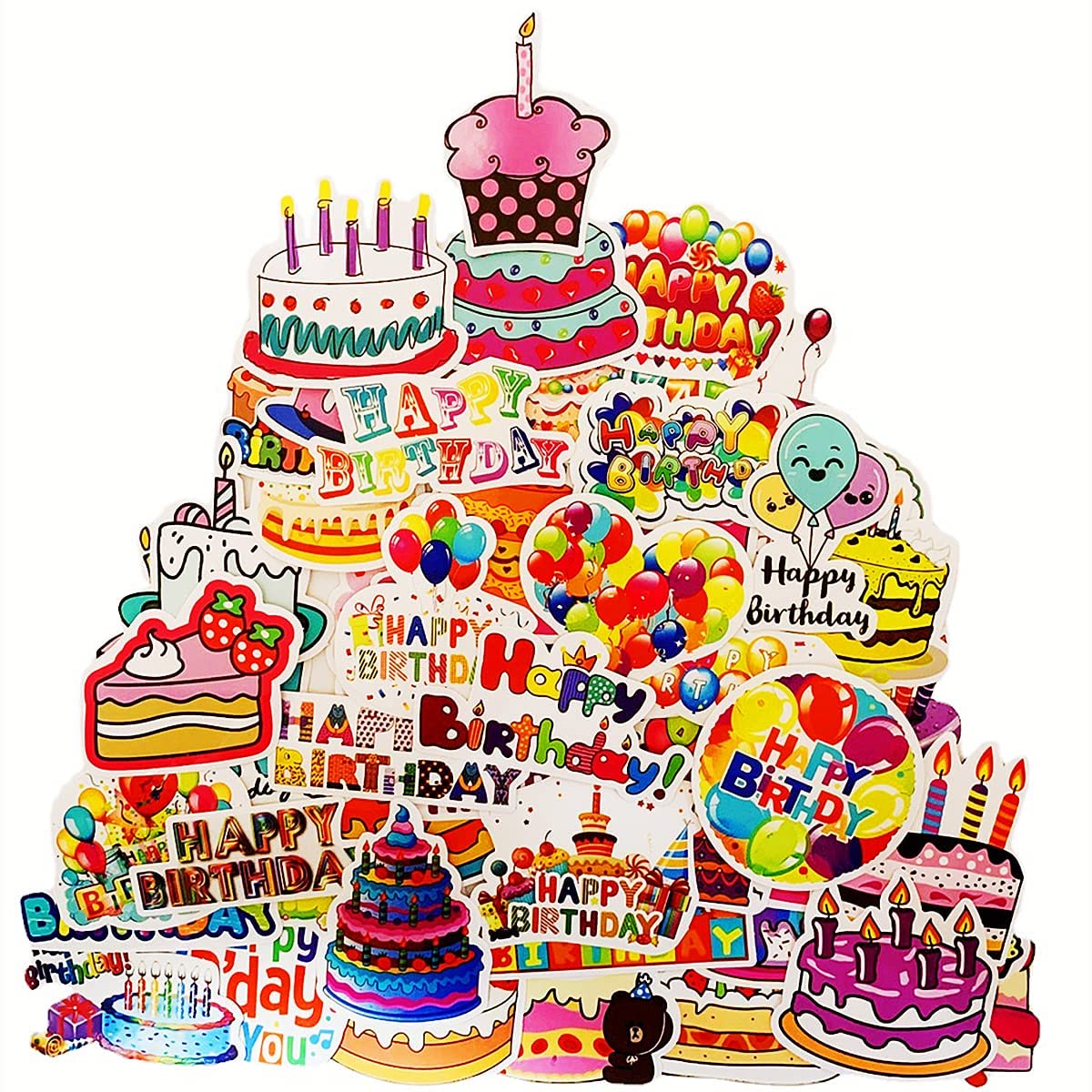 50PCS Happy Birthday Stickers Birthday Party Stickers for Kids Adults Party School Supplies Reward Calendar Birthday Card