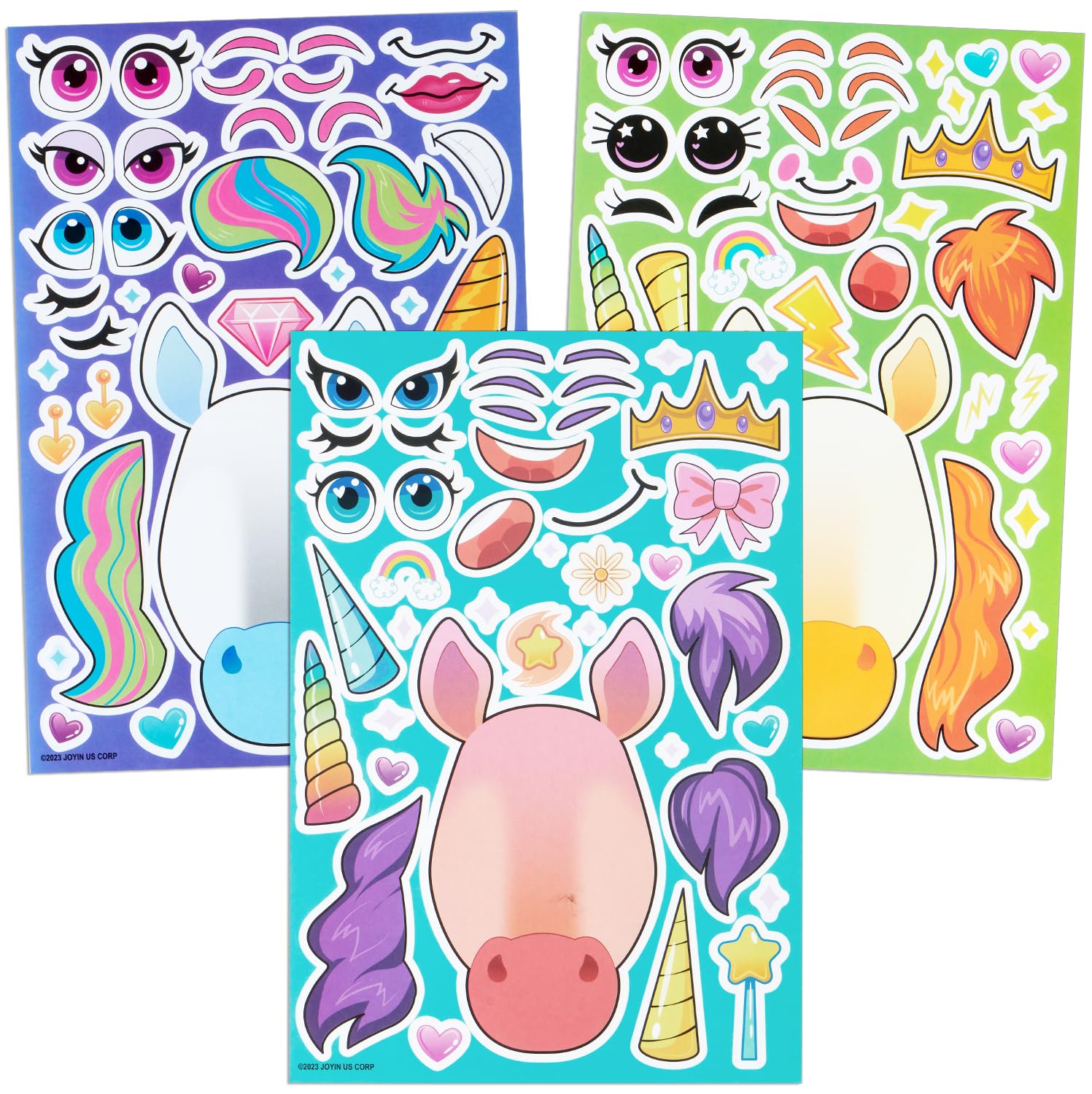 JOYIN 36 PCS Make-a-face Sticker Sheets, Make Your Own Unicorn Fantasy Animal Mix and Match Sticker Sheets for Children, Sticker Faces for Kids, Stickers for Party Bags, Kids Party Favor Supplies