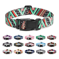 Mercano Adjustable Dog Collar - Special Design Patterns, Soft Nylon Comfortable Durable Pet Collar for Small Medium Large Dogs (L, Ethnic Green)