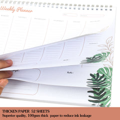 KMQOY Weekly Planner Note Pad 52 Tear-Off Sheets, 7.5 x 9.6 inches Desk Weekly To Do List Notepad, DUOJUN-TDP -165, GREEN LEAF