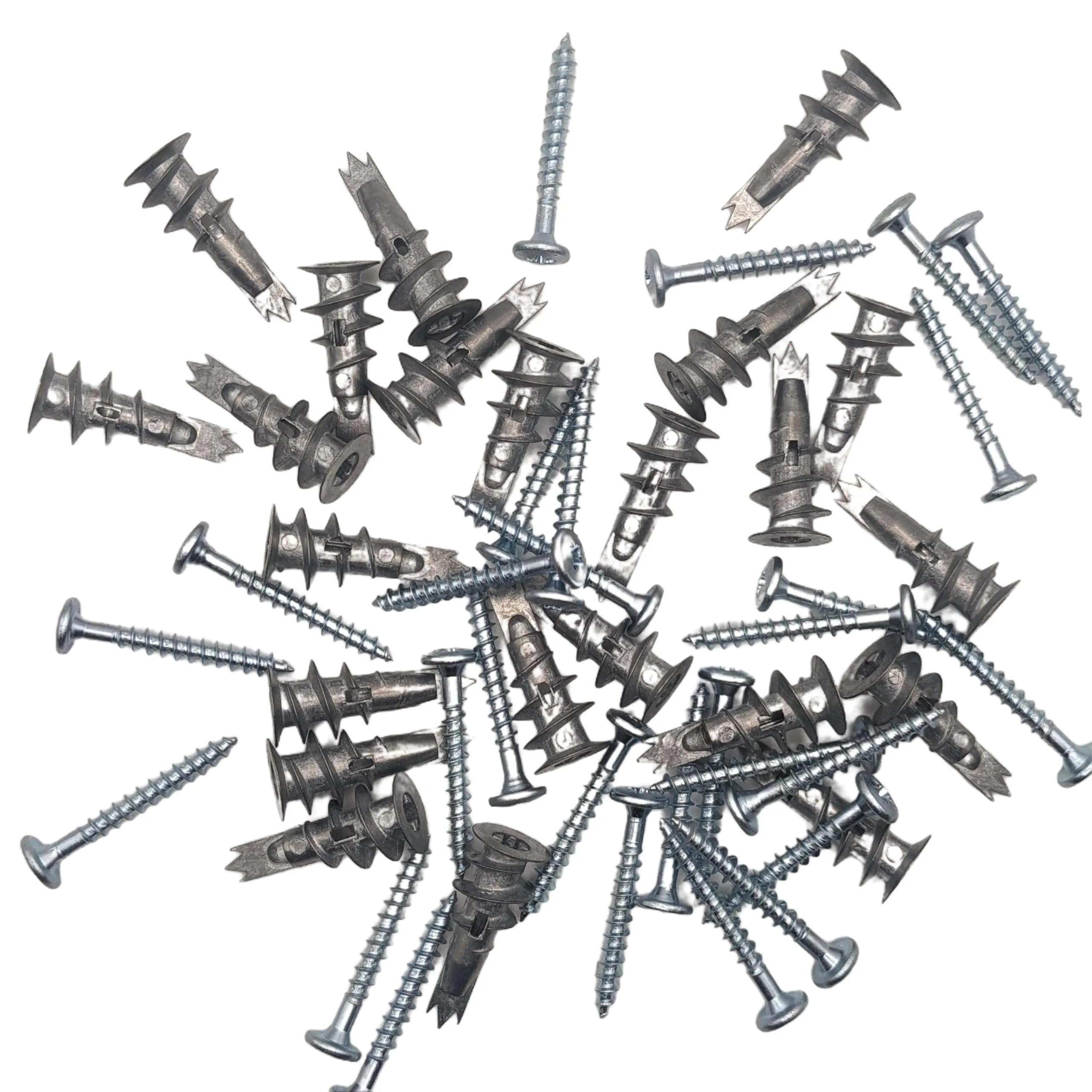 AF4F (Pack 10) Self-Drill Metal Plasterboard Cavity Fixings, Speed/Spiral Dry Wall Plugs and Screws