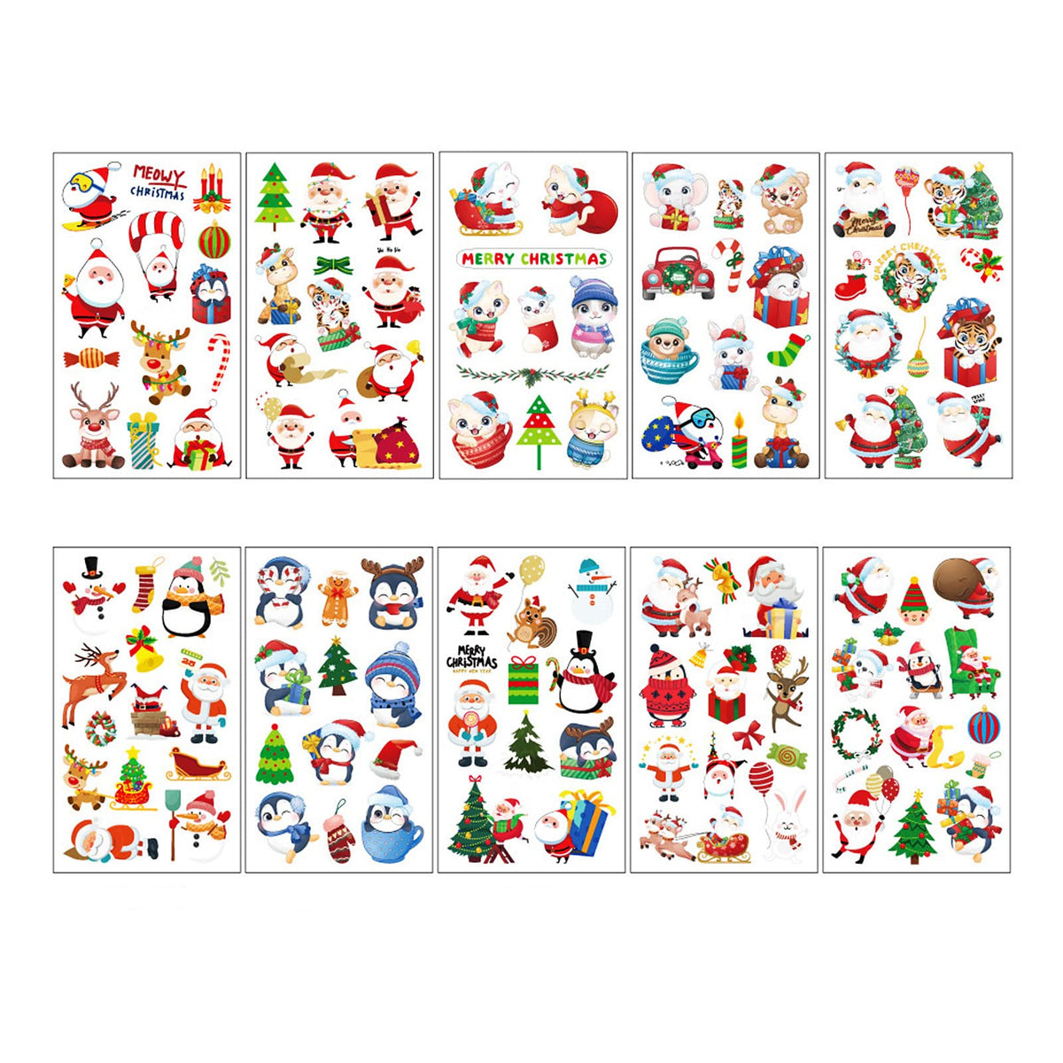 Christmas Temporary Tattoos for Boys,Girls,Kids,10 Sheets Kids Tattoos Waterproof Xmas Santa Claus Snowman Elk Tattoo Stickers for Children's Stick on Tattoos Christmas Birthday Theme Party Bag Filler