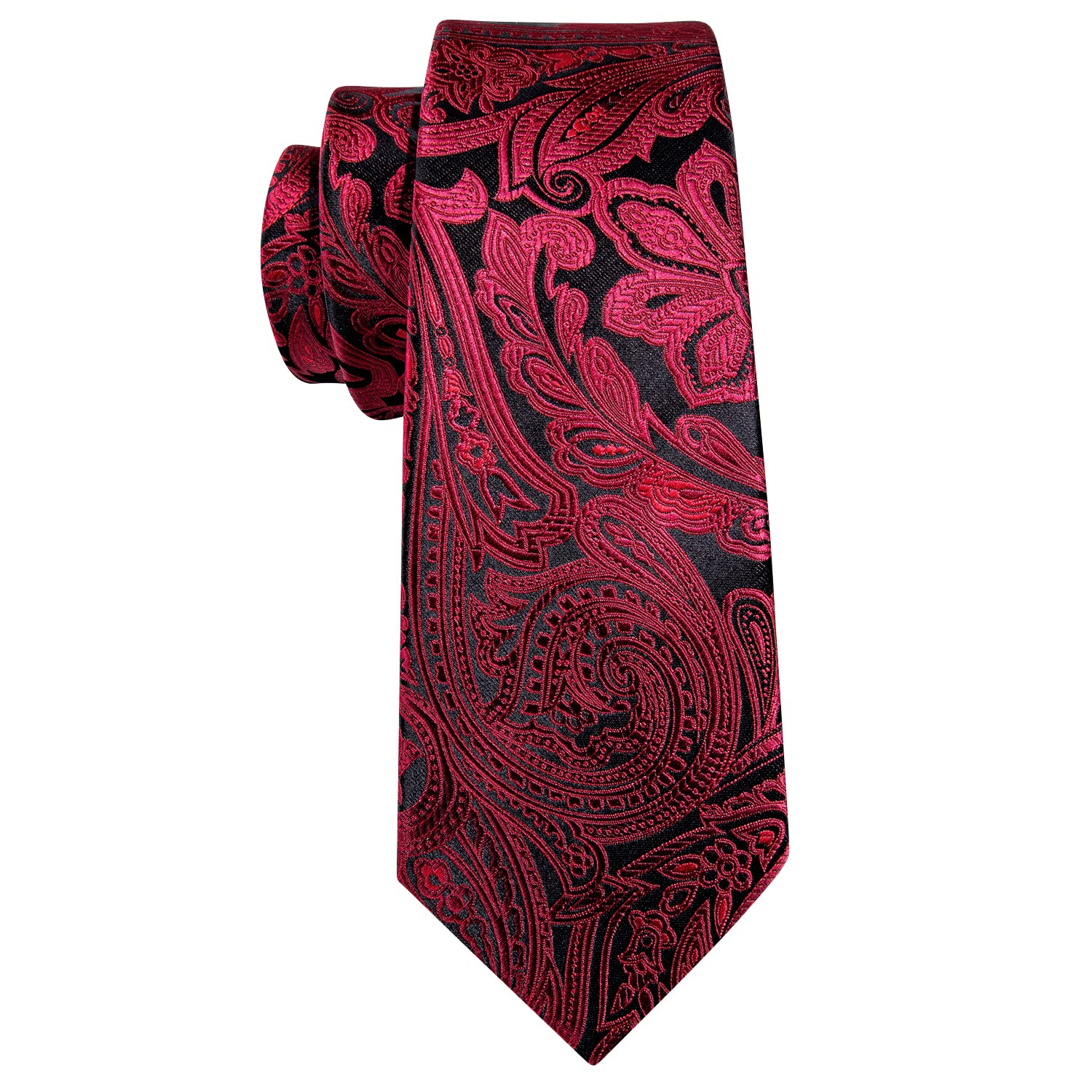 Barry.Wang Mens Tie Paisley Plaid Striped Floral Silky Necktie Pocket Square Cufflinks Clip Set Wedding Party Formal Business