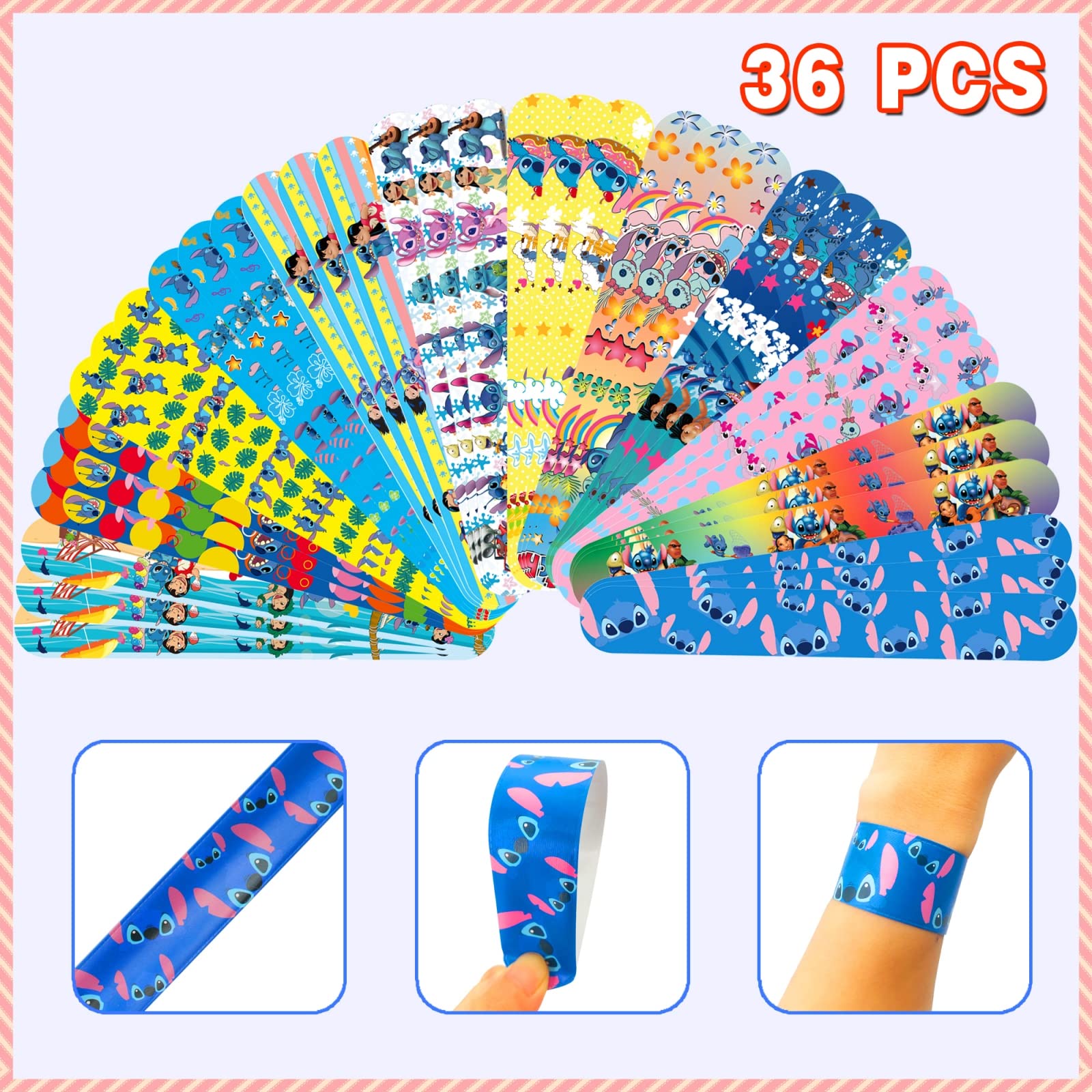 JUUFLA 86 PCS Stitch Party Favors Gift Set, 36 PCS Stitch Slap Bracelets 50 Stickers, Stitch Theme Birthday Party Decorations Supplies for Kids, Stitch Party Goodie Bag Stuff School Rewards