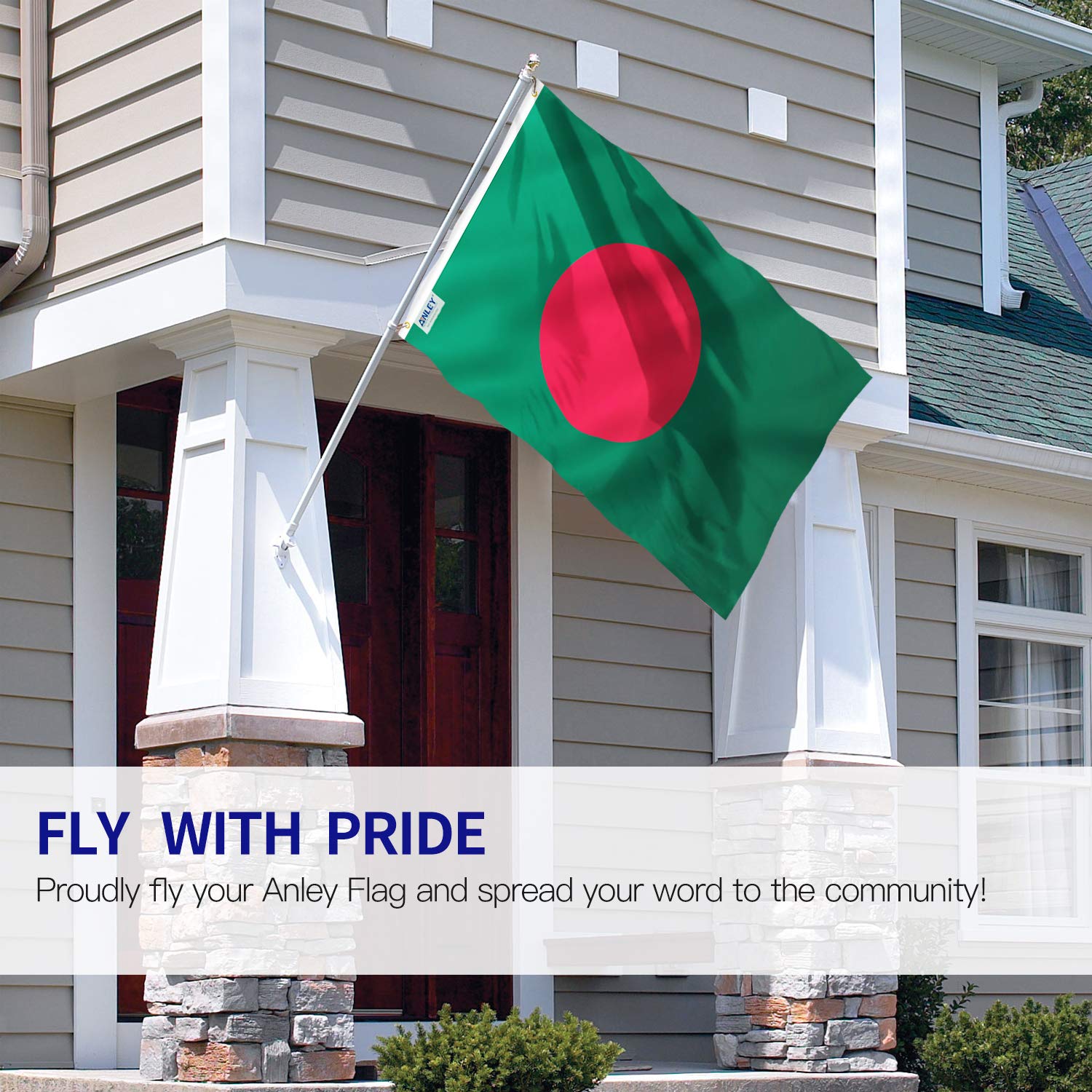 ANLEY Fly Breeze 3x5 Feet Bangladesh Flag - Vivid Color and UV Fade Resistant - Canvas Header and Double Stitched - Bangladeshi Flags Polyester with Brass Grommets 3 X 5 FT