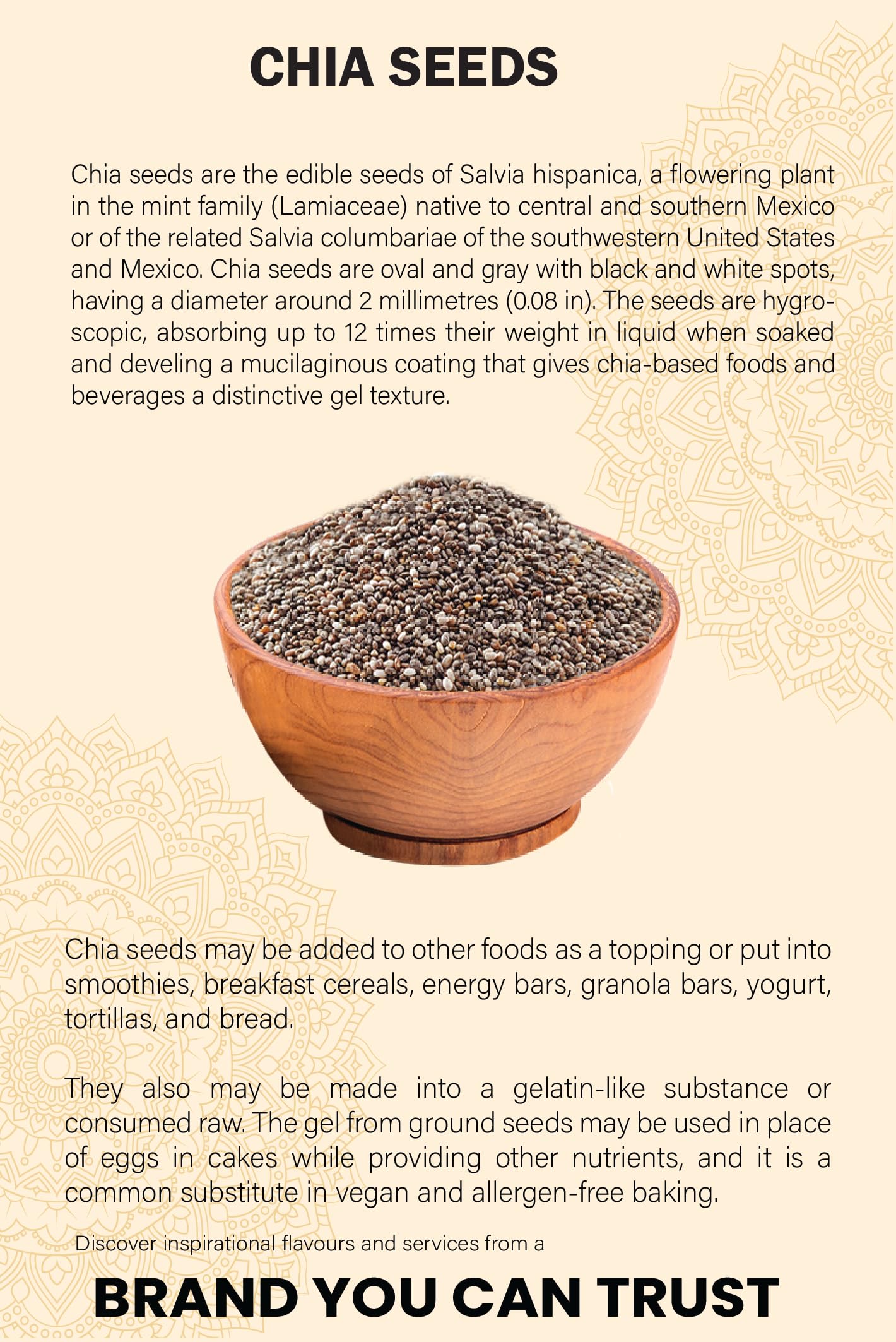 Chia Seeds (200g / 7.05oz)   Raw Chia Seeds   Pure and Natural   Vegan   Gluten Free   GMO Free   Premium Quality   Source of Fibre   No Additives   Authentic