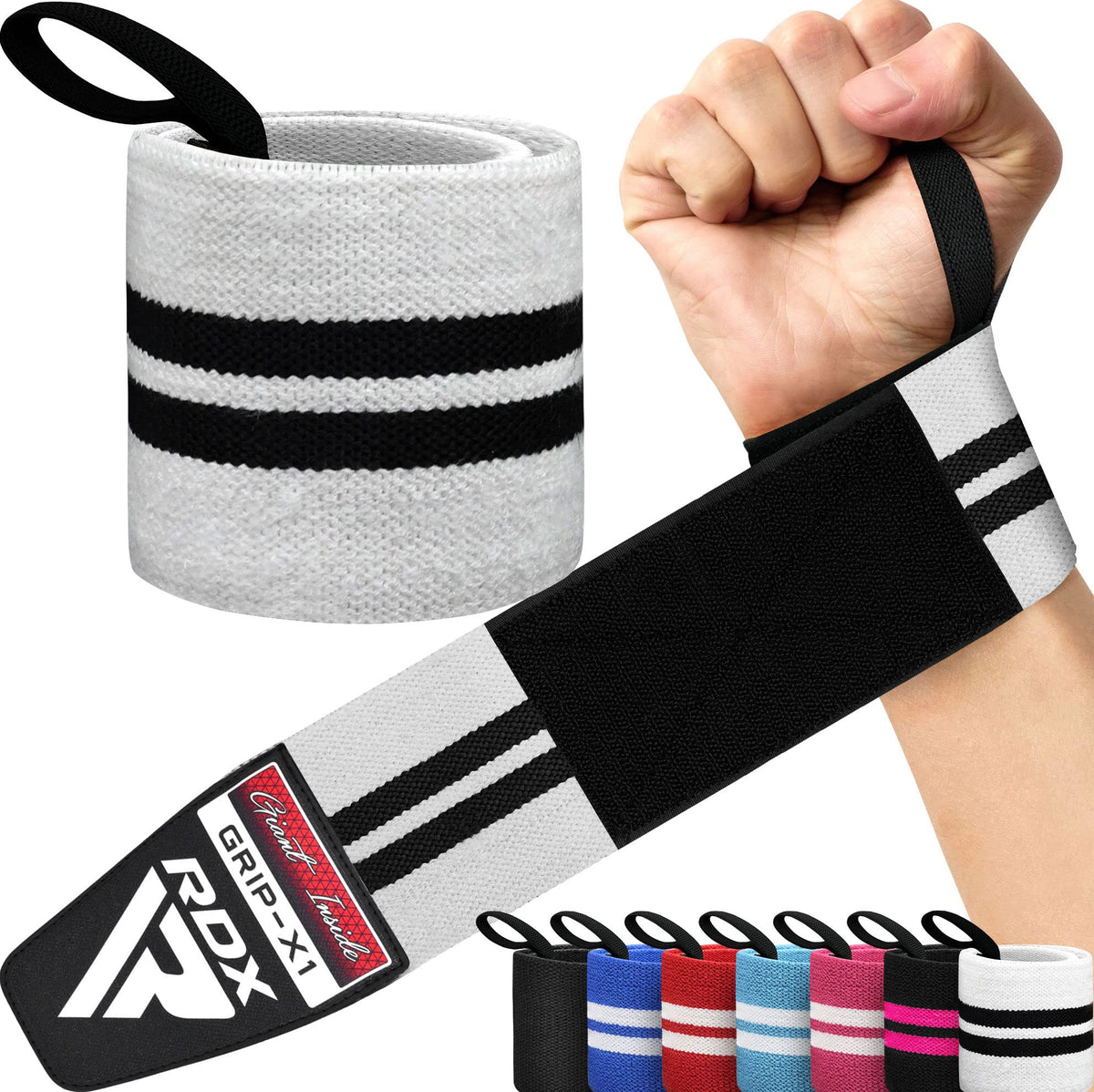 RDX Weight Lifting Wrist Wraps Support, IPL USPA Approved, Elasticated Pro 18” Cotton Straps, Thumb Loop, Powerlifting Bodybuilding Fitness Strength Gym Training WOD Workout, Gymnastics Calisthenics