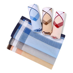 HOULIFE 100% Cotton Men's Stripe Soft Checkered Pattern Handkerchiefs Assorted Pocket Square Hankies 6/9 Pieces 38x38cm/15x15 (40x40cm-6 Pieces)