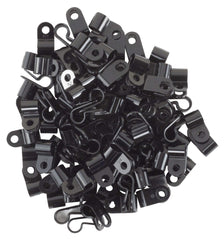 GTSE 100 Pack of Black Nylon P-Clips, 6.3mm (1/4 inches) Diameter, Plastic Cable Clips