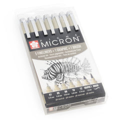 SAKURA Pigma Micron - Pigment Fineliner Pens - Black Ink - Wallet Sets (Mixed x 7, Black)