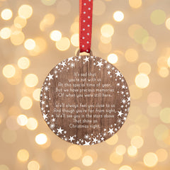 Memorial bauble ornament   in memory remembrance of a loved one Christmas tree decoration   xmas trees rustic wooden decorations   for mum dad son daughter baby pet