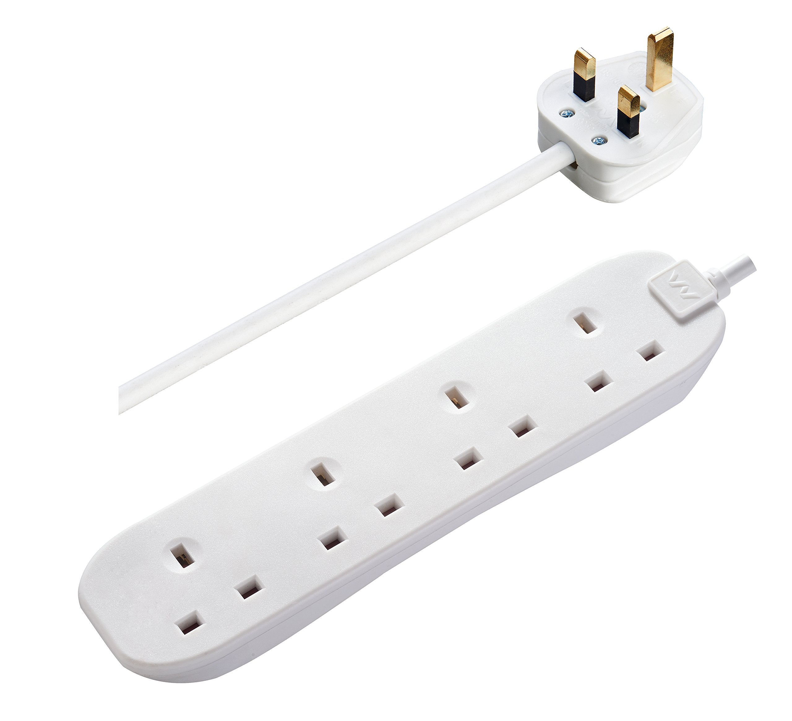 Masterplug BFG5-MP Four Socket Extension Lead, 5 Metre, 13 Amp, White