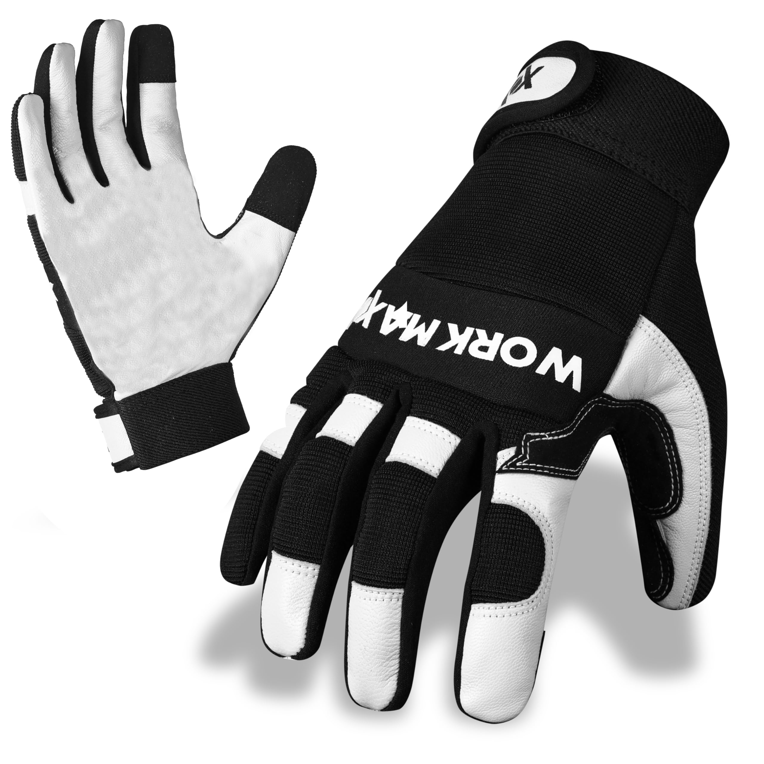 WORKMAXX Gardening Working Gloves Garden Thorn Proof Flexible Heavy Duty Leather Mechanic Utility Dexterity Breathable Construction Gloves for Work Mens Women (OBLIGATOR WHITE, MEDIUM)