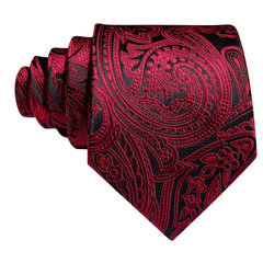 Barry.Wang Mens Tie Paisley Plaid Striped Floral Silky Necktie Pocket Square Cufflinks Clip Set Wedding Party Formal Business