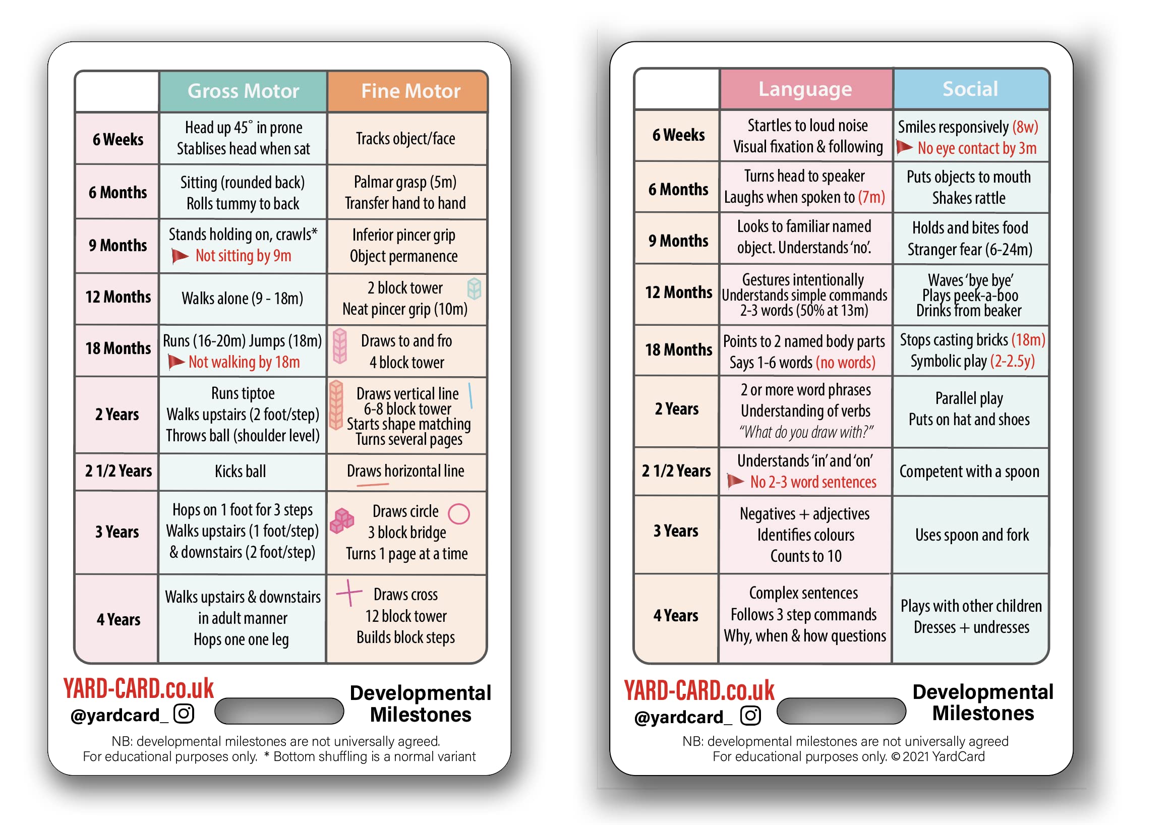 YardCard Paediatric Nursing Lanyard Cards   Developmental Milestones, Vital Signs, Abbreviations, GCS & More (PVC)