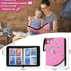 Trading Card Binder 4 Pocket, Trading Card Albums Waterproof,Premium Cards Binder with Removable Sleeves PU Leather Card Folder Holder Card Book for Cards, Card Collector Ablum