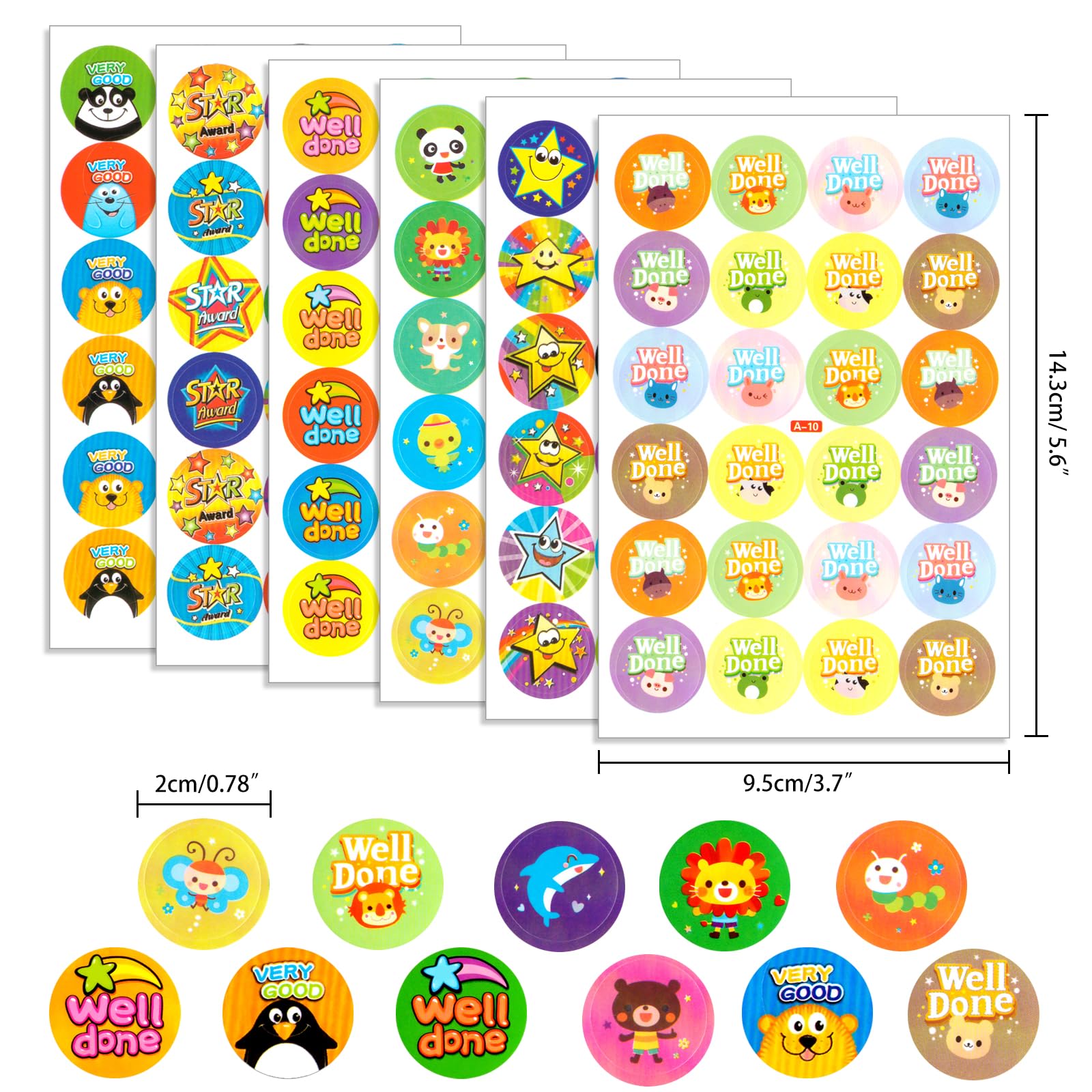 NEBURORA 1440 Pcs Reward Stickers for Teachers Motivational Praise Stickers for Students Kids Reward Stickers Parents' Reward Stickers for Children (60 Sheet)