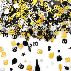 3000 Pieces Birthday Confetti Number 50 Glitter Confetti Birthday Cake Confetti Table Confetti Black Gold and Silver Party Decorations Supplies for Birthday, Anniversary (50th Style)