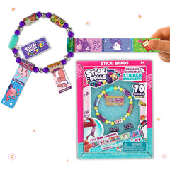 Sticki Rolls Sticki Bands, Wearable & Shareable Sticker Bracelet, 70 Mini Stickers, Assorted colours and styles