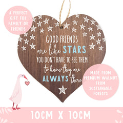 Good friends are like stars hanging heart   best friends wooden hanging heart   sentimental inspirational gift for cheer up women   friendship present uk   her girls woman