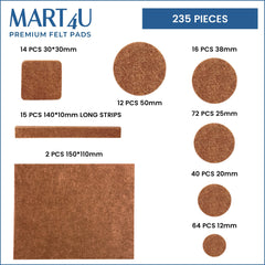 MART4U 181 PCS-Chair Leg Floor Protectors-Premium Felt Pads For Furniture Feet-Self Adhesive Furtniture Pads Floor Protectors Anti Scratch Premium Quality Floor Protectors For Furniture Legs