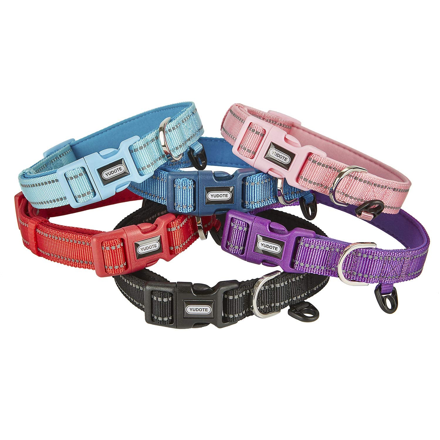 YUDOTE Dog Collar Medium Strong Reflective Nylon Webbing with Soft Comfy Neoprene Padded Linning for Medium Dogs Daily Use,Royal Blue