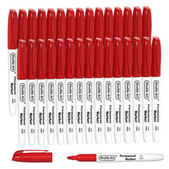 Shuttle Art Red Permanent Markers, 30 Pack Fine Point Red Ink Marker Pens, Works on Plastic, Wood, Stone, Metal and Glass for Doodling, Colouring, Marking Office School Supplies